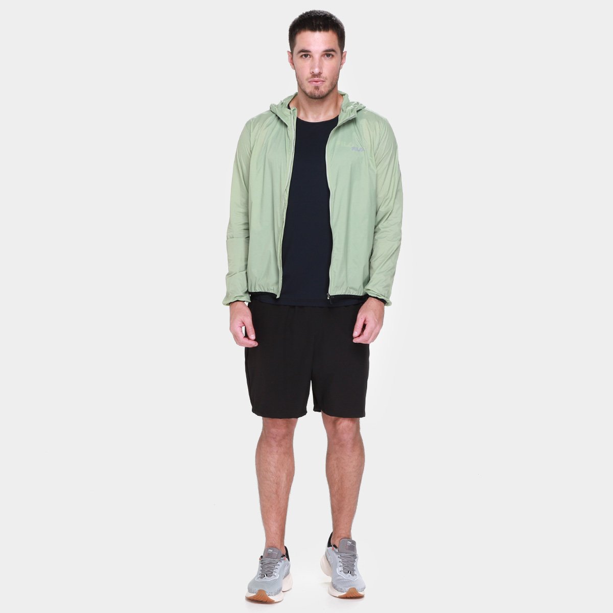 Miniatura Jaqueta Corta Vento Fila Racer Run Masculina Verde claro - G