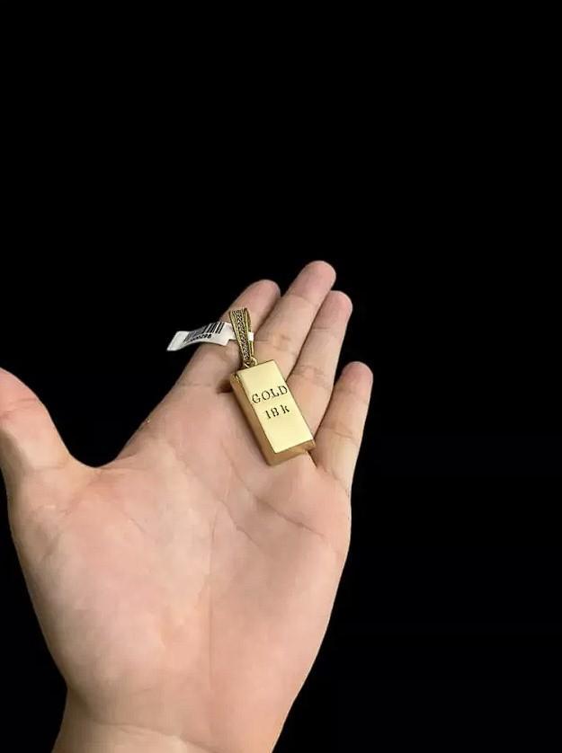 Miniatura Pingente Barra De Ouro M - Banhado A Ouro 18K