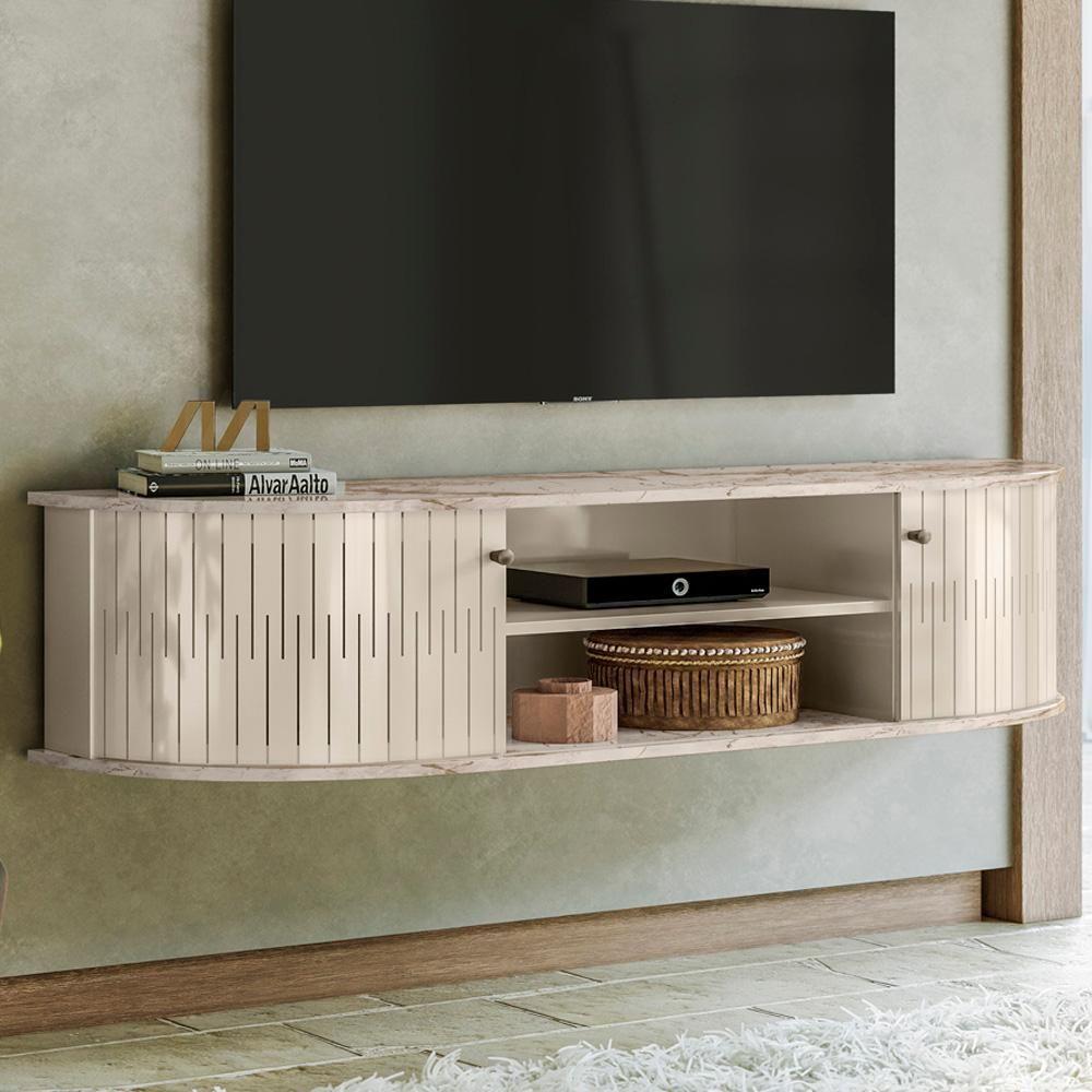 Miniatura Bancada Suspensa 60 Polegadas 2 Portas 136 Cm Modena Madetec Calacata Off White