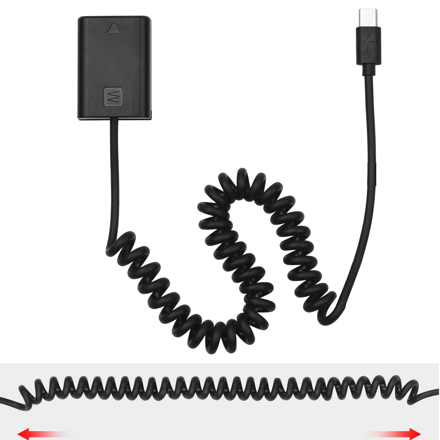 Adaptador Dummy PD AC-PW20 Bateria Sony NP-FW50 Espiral com Conector USB-C