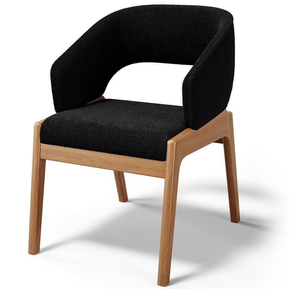 Miniatura Kit 03 Cadeiras De Jantar E Estar Living Estofada Lince L02 Bouclê Preto