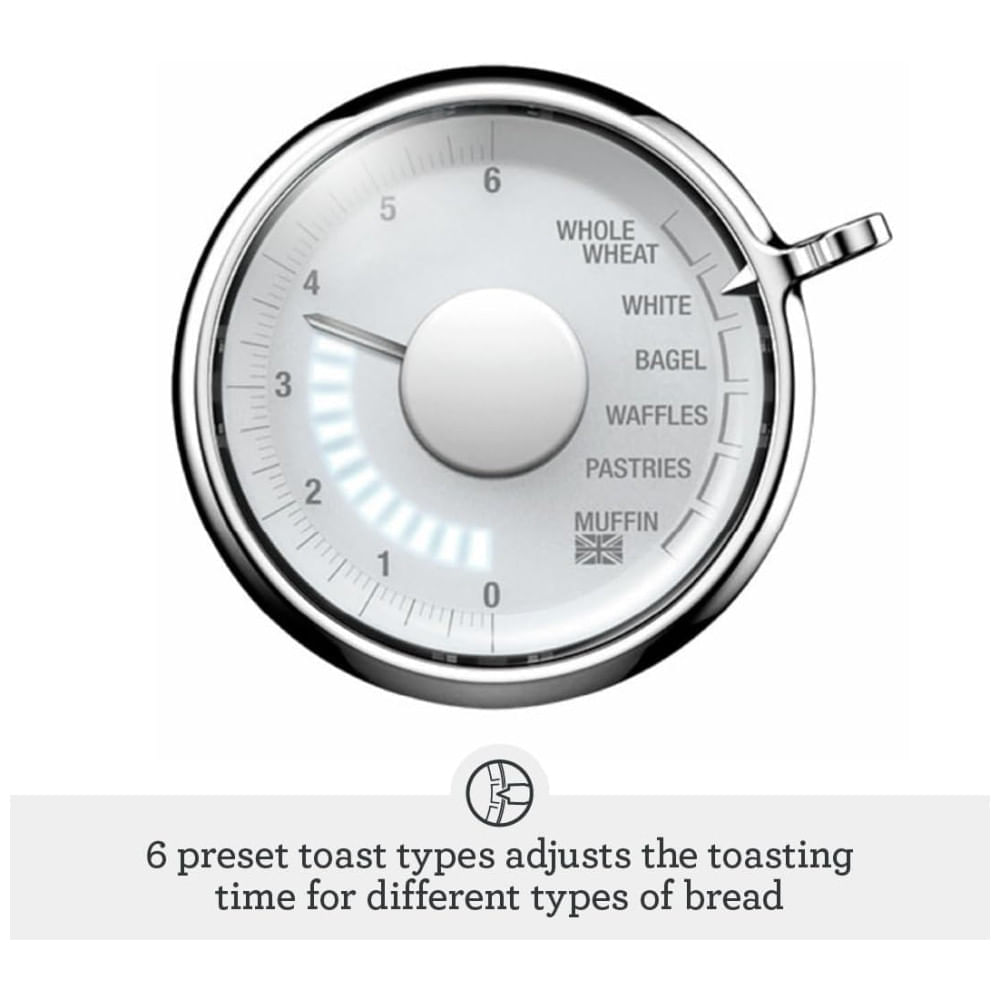 Miniatura Torradeira 2 Fatias com Desligamento Automático, Bandeja de Migalhas, 6 Níveis de Tostagem e Alavanca de Elevação, 110V 1000W, Breville Select™ Luxe, 110v