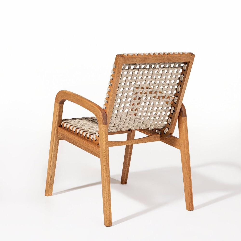 Conjunto 1 Banco 4 Cadeiras e 1 Mesa 180cm Traço Stain Jatobá/Corda Areia