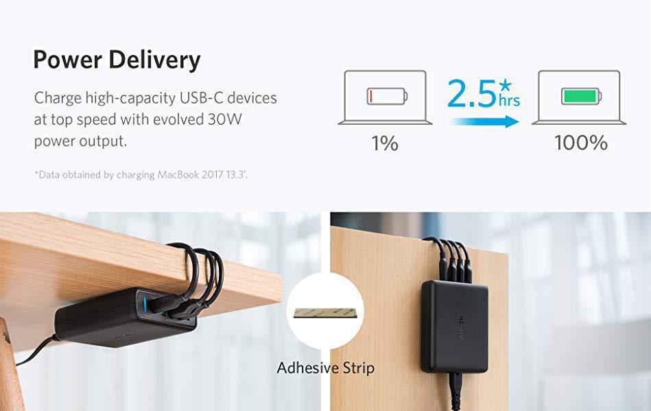 Carregador Fast Anker Powerport 4X Usb 1X Usb-C Power Iq 2.0
