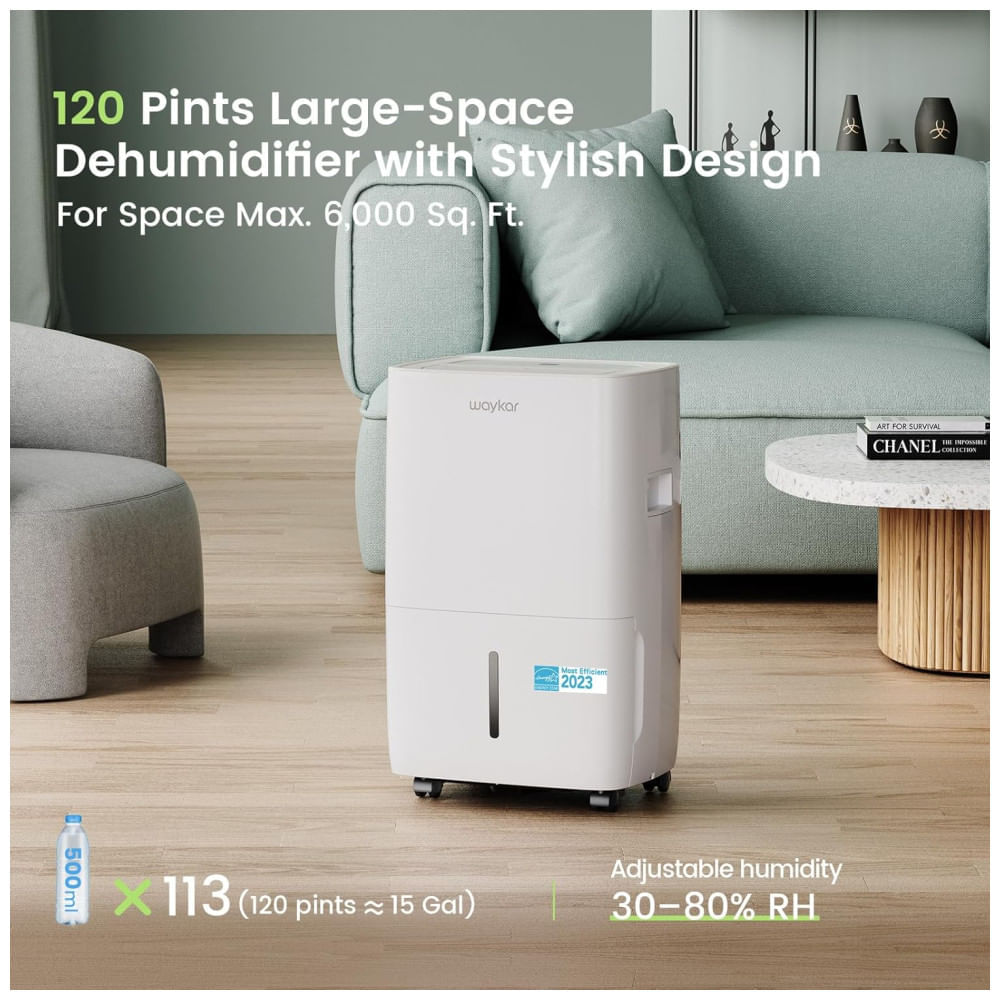 Miniatura Desumidificador Waykar 56,78 Litros Eficiência Energética para Ambientes de até 557,4 m², Ideal para Residências, Porões e Salas Amplas