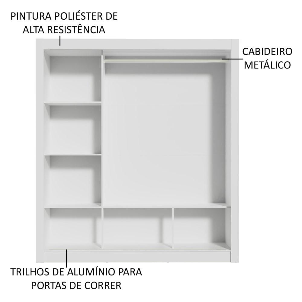 Miniatura Guarda Roupa Casal Madesa Mônaco 3 Portas de Correr com Espelhos Branco/Rustic
