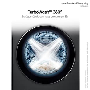 Lavadora e Secadora LG WK14BS6 WashTower 14kg TurboWash 360° AI ThinQ Black Inox