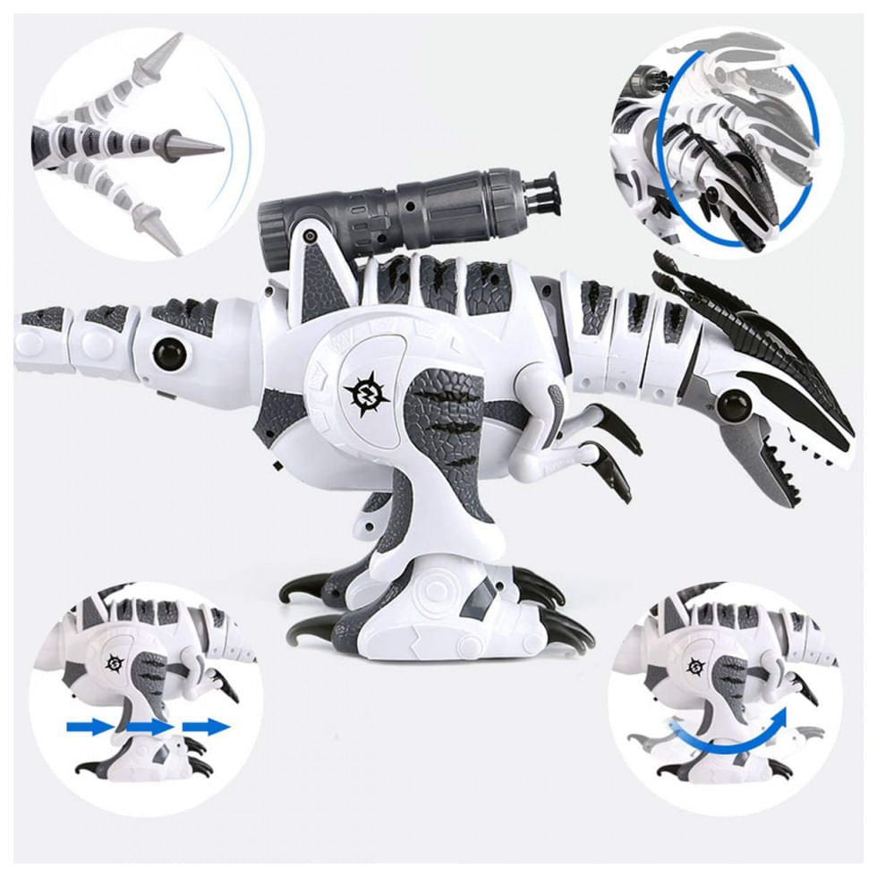 Miniatura Dinossauro Robô Interativo Dollox Programável com Controle Remoto para Crianças de 3 a 10 Anos