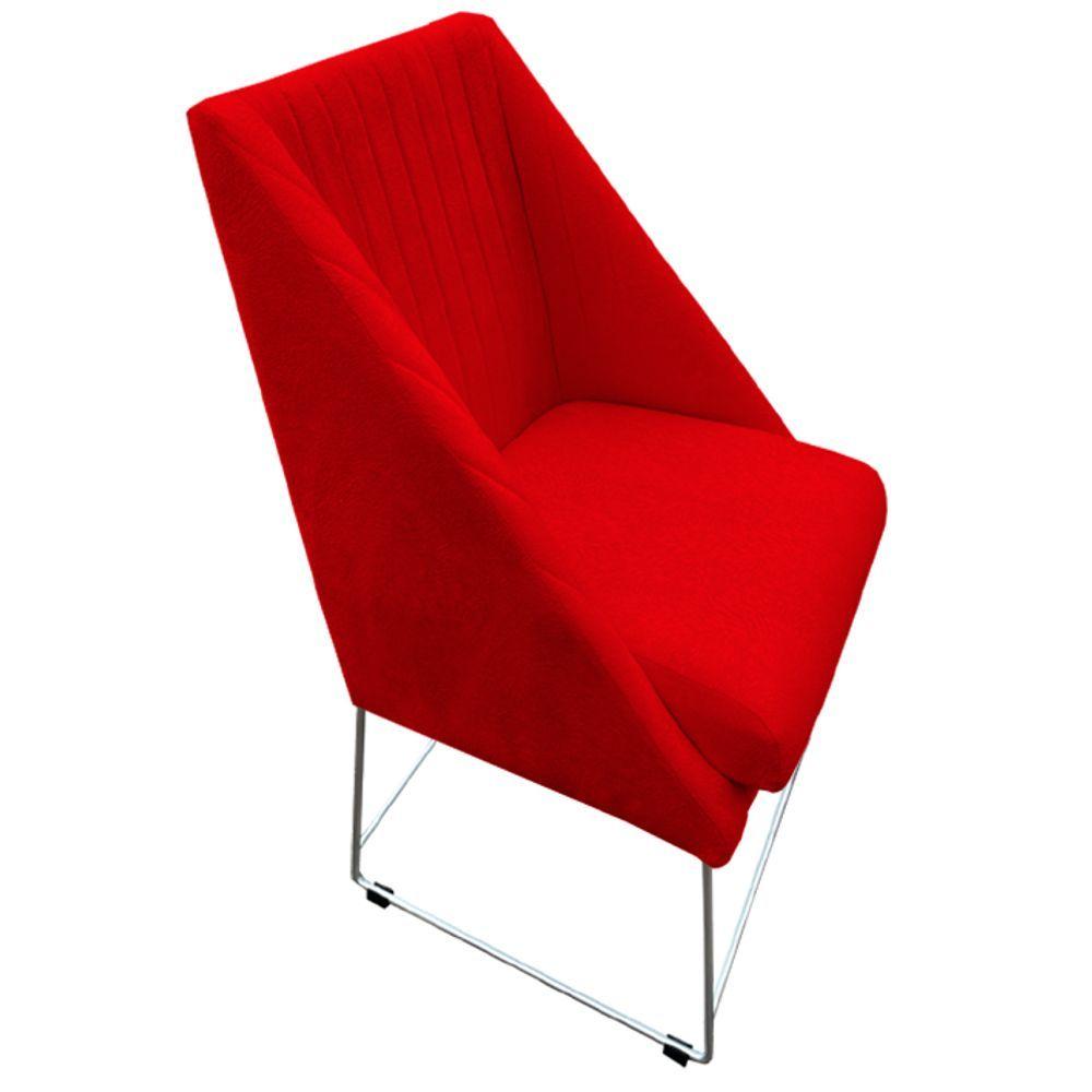 Miniatura Kit 04 Cadeiras Ana Base De Ferro Prata Suede Vermelho - D\'classe Decor
