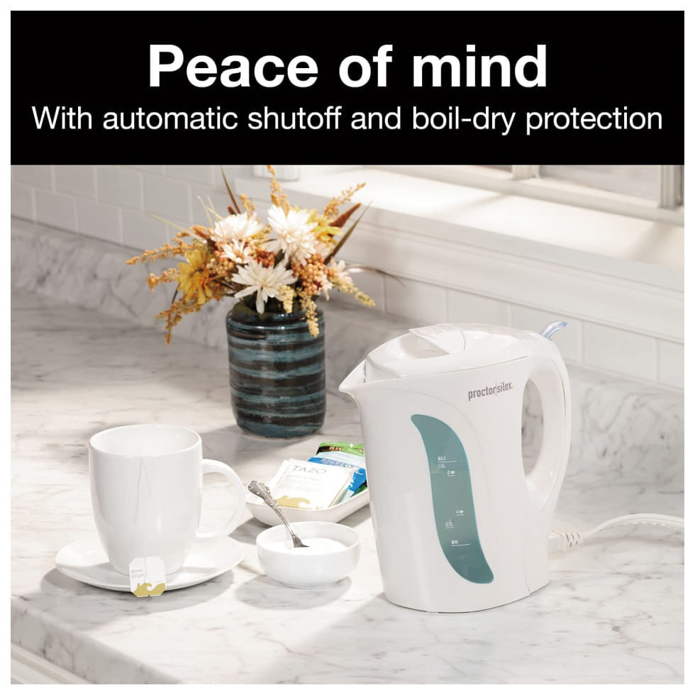Miniatura Chaleira Elétrica Proctor Silex 1 Litro para Chá e Água com Desligamento Automático e Proteção Fervura a Seco, Branca (K207...