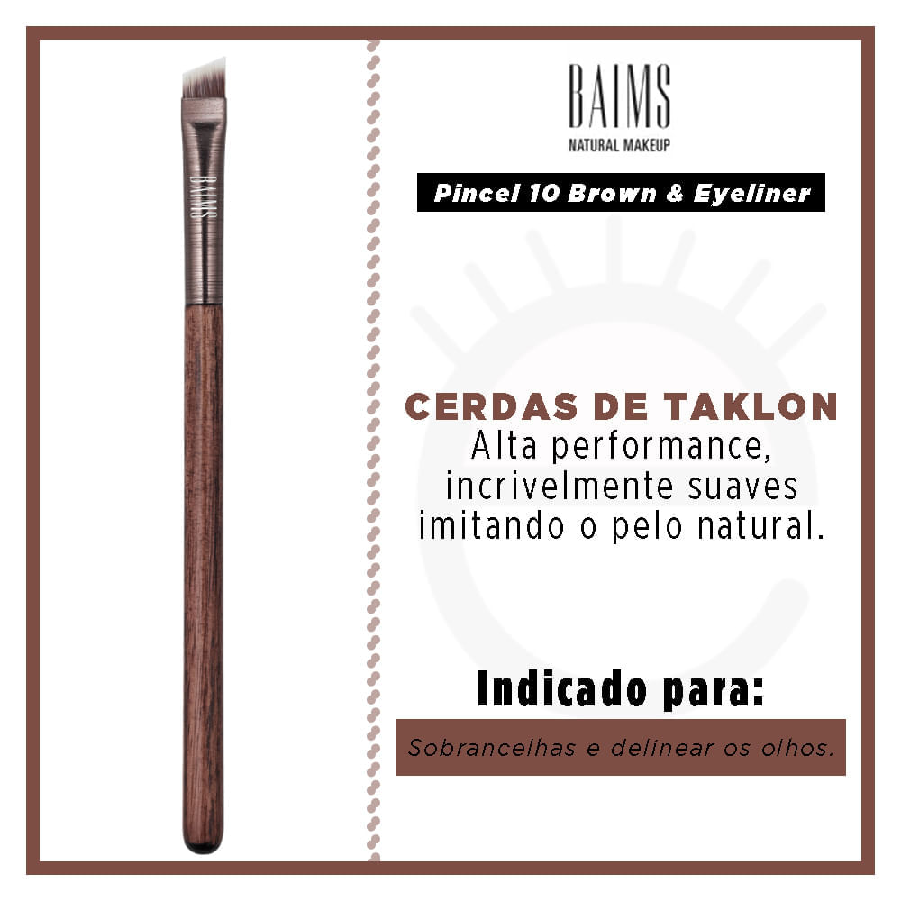 Miniatura Pincel de Sobrancelha Baims - 10 Brow E Eyeliner Luxus Vegan 1 Un