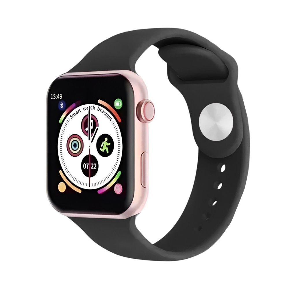 Miniatura Relógio Inteligente Smartwatch W34s Rosê Gold Troca Pulseira Ligações Monitor Cardíaco