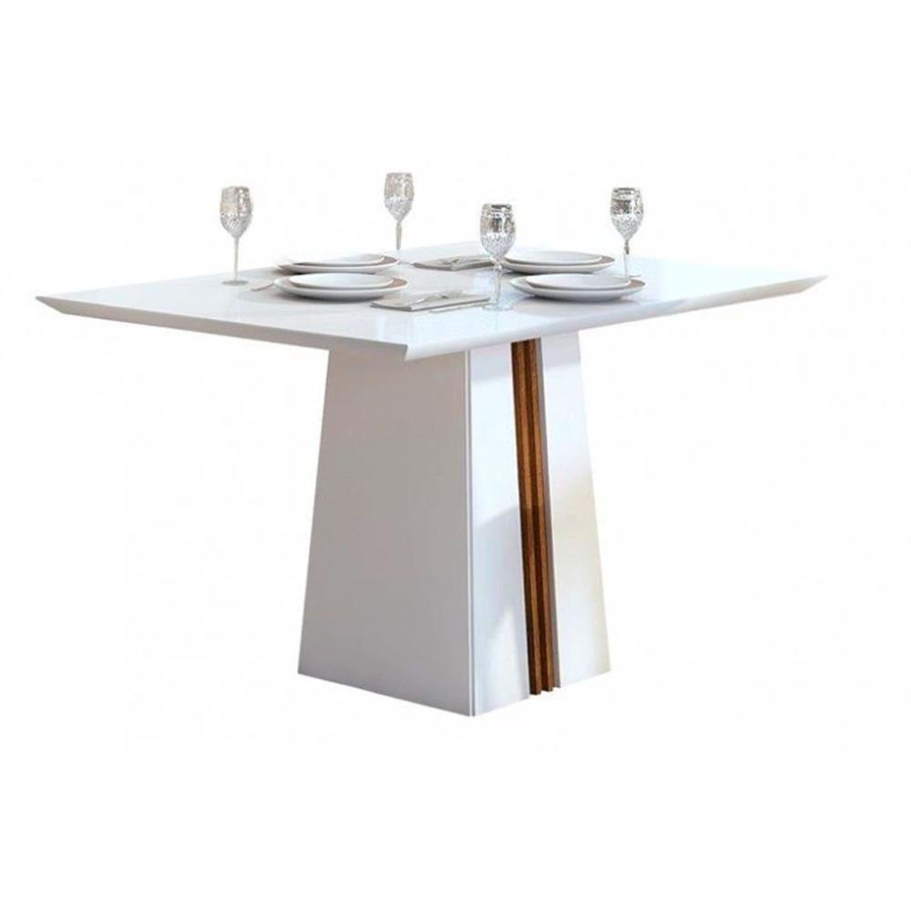 Mesa Para Cozinha Italia Com Tampo Madeirado Com Vidro 120x90cm Cedro Off White Dj Móveis