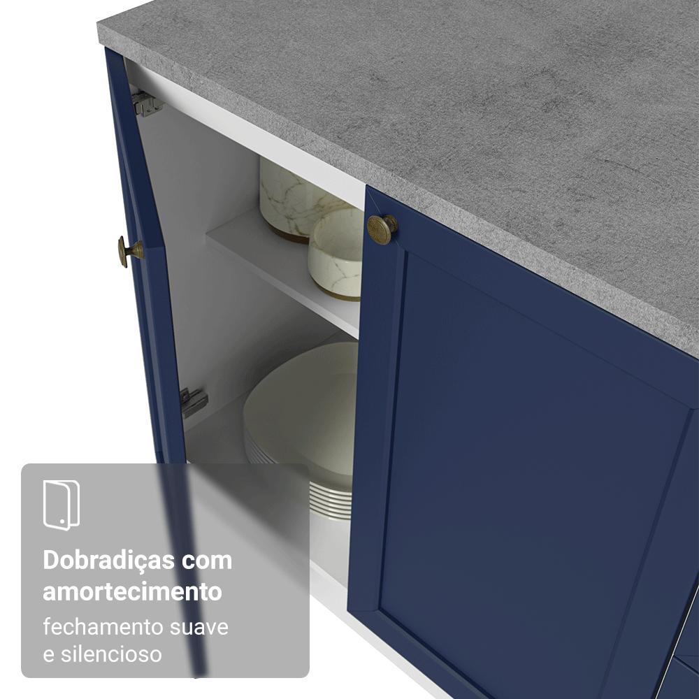 Miniatura Armário de Cozinha Completa 270 cm Branco/Azul Vik Madesa 02 Branco/Azul
