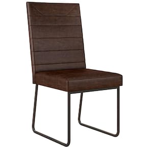Miniatura Cadeira Fabone Meg em Aço e Revestimento em Courino Preto Fosco/Café