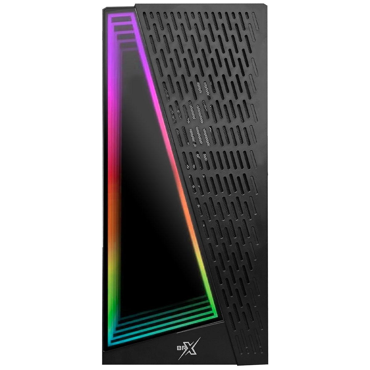 Miniatura Gabinete Gamer Brx Black Neon, Atx, Lateral Em Vidro
