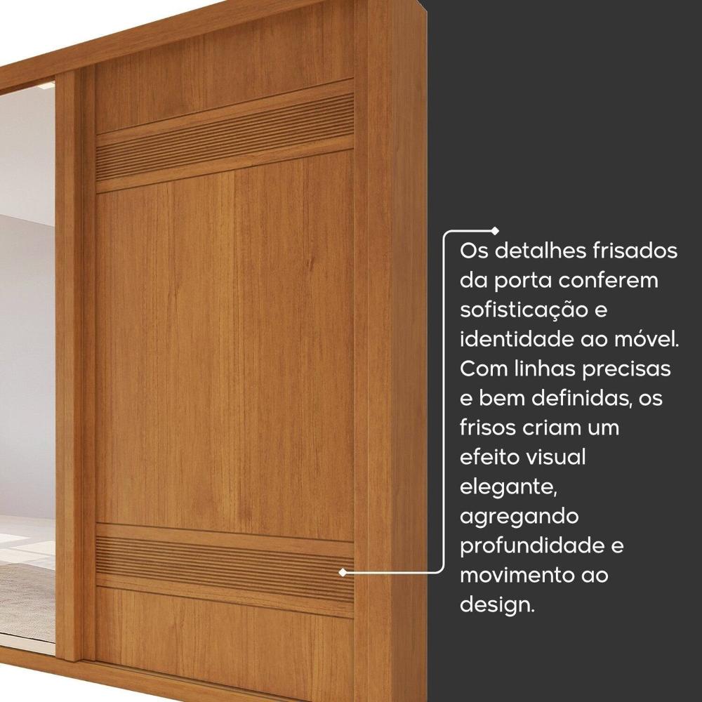 Guarda Roupa Casal 3 Portas de Correr 6 Gavetas Palissy Frisado com Espelho 100% Mdf Rubi