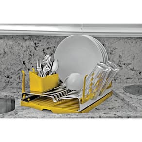 Miniatura Escorredor de Louças Tramontina Plurale em Aço Inox e Polipropileno – 54 cm Inox/Amarelo