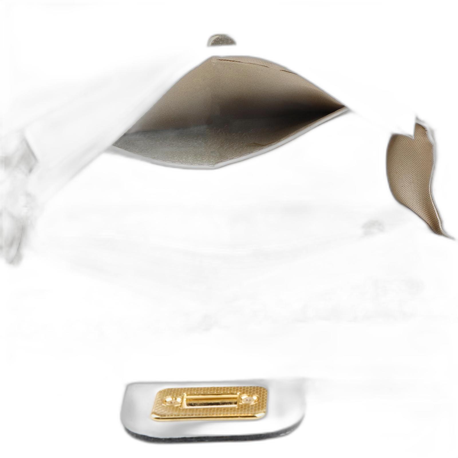 Miniatura Bolsa Feminina Social Matelasse Couro Branco C/Ouro