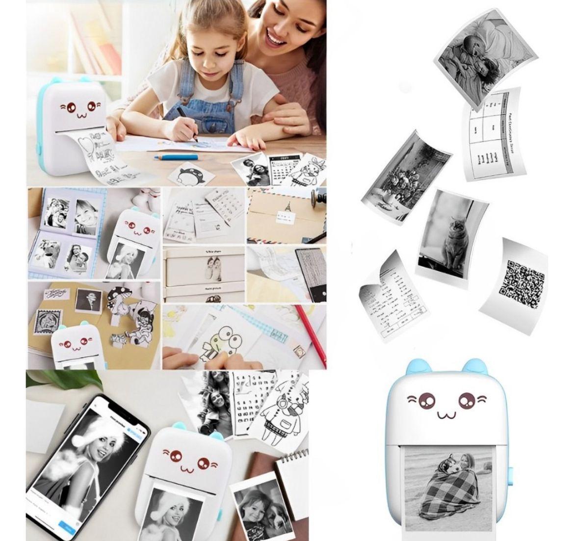 Miniatura Mini Impressora Premium Termica Recarregavel Portatil Printe