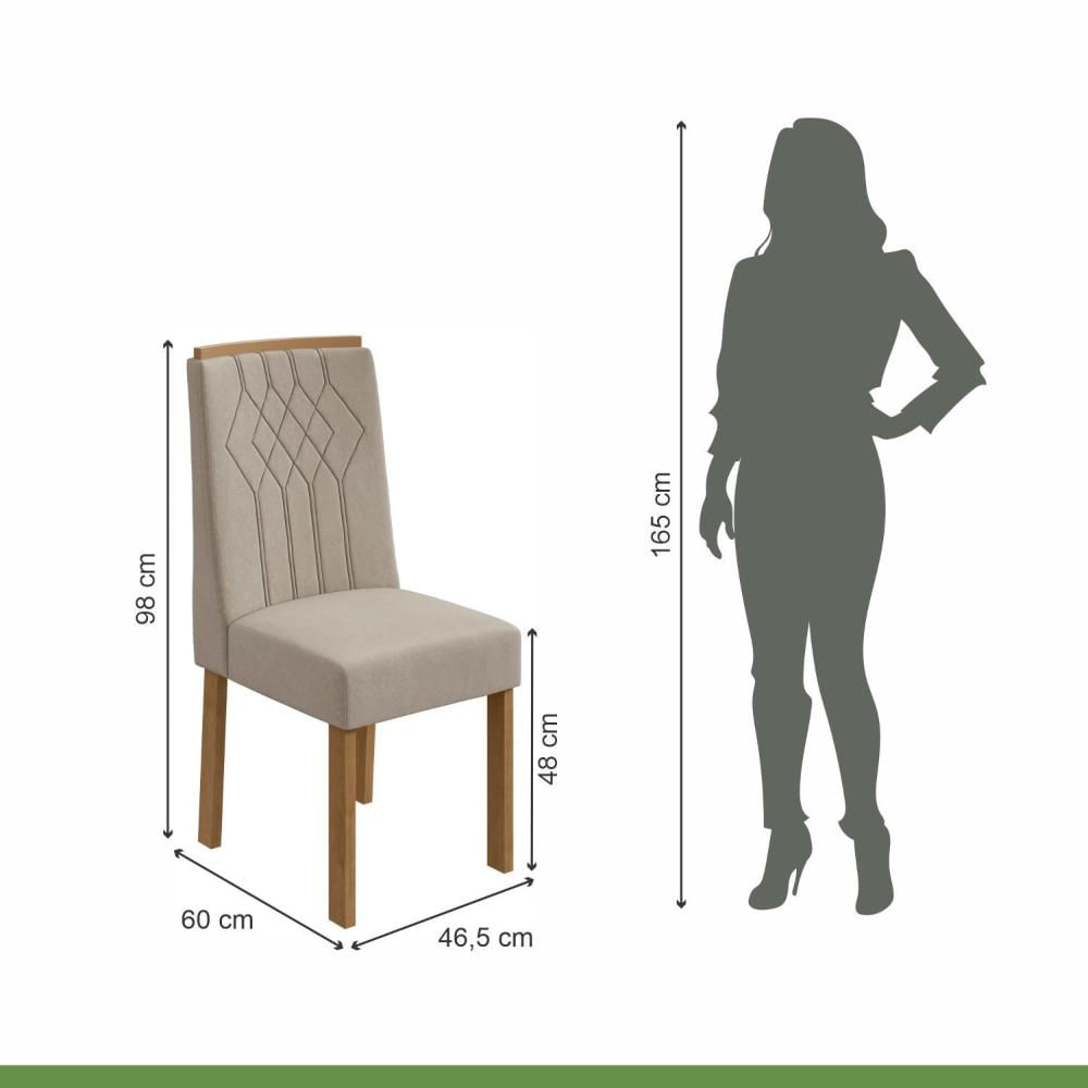 Conjunto 4 Cadeiras Exclusive Móveis Lopas Amêndoa Clean/Veludo Naturale Creme