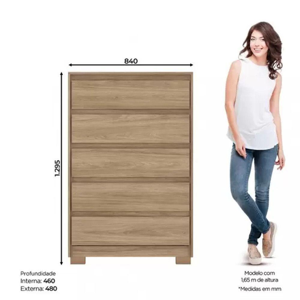 Miniatura Comoda Henn Andria 5 Gavetas Jequitibá