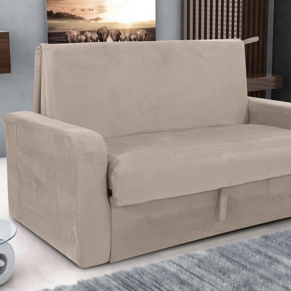 Sofá-cama 140cm 2 Lugares Com Baú Multimóveis Cr45260 Bege