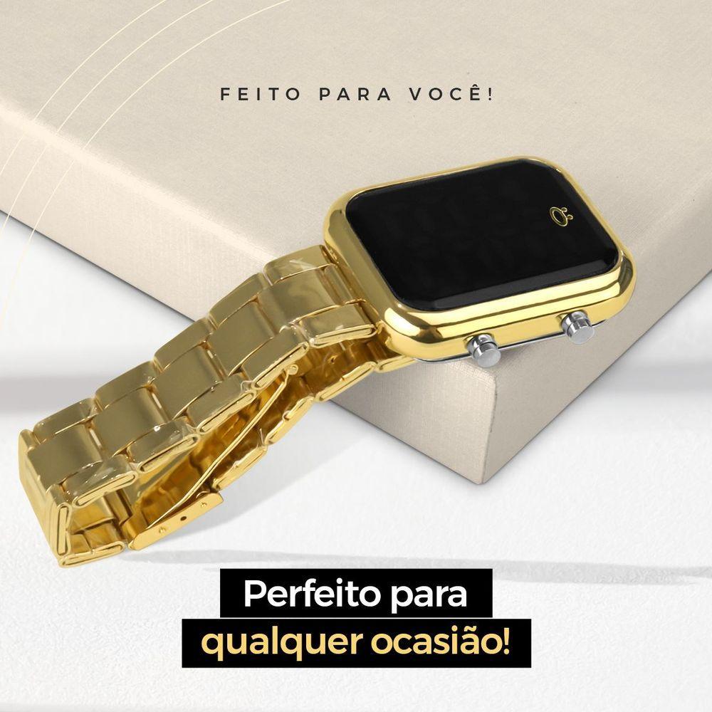 Pulseira Pandora + Relogio Feminino Dourado Digital