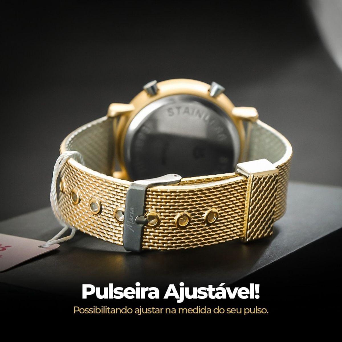 Relogio Digital Feminino Redondo + Qualidade Premium Dourado