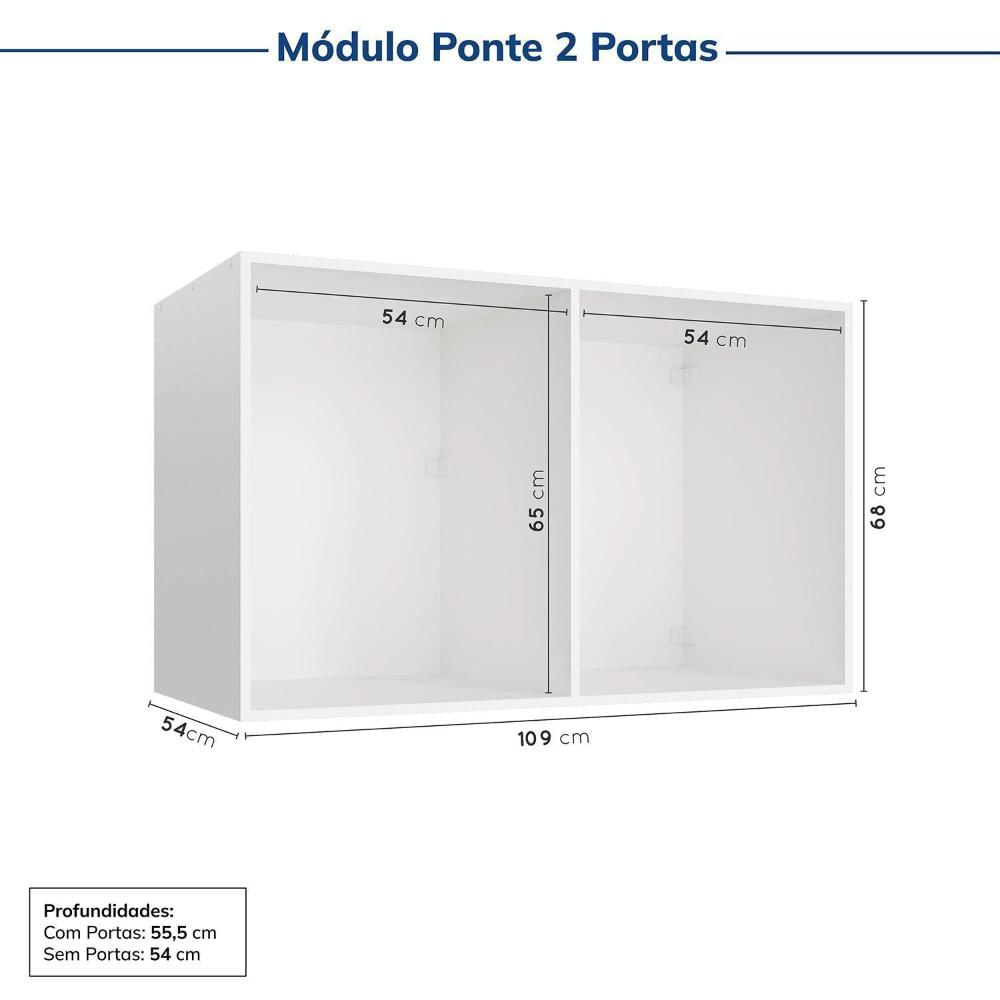 Guarda-roupa Modulado de Canto 10 Portas 6 Peças Hera Cabecasa Madeiramadeira Branco Geada/Cinza