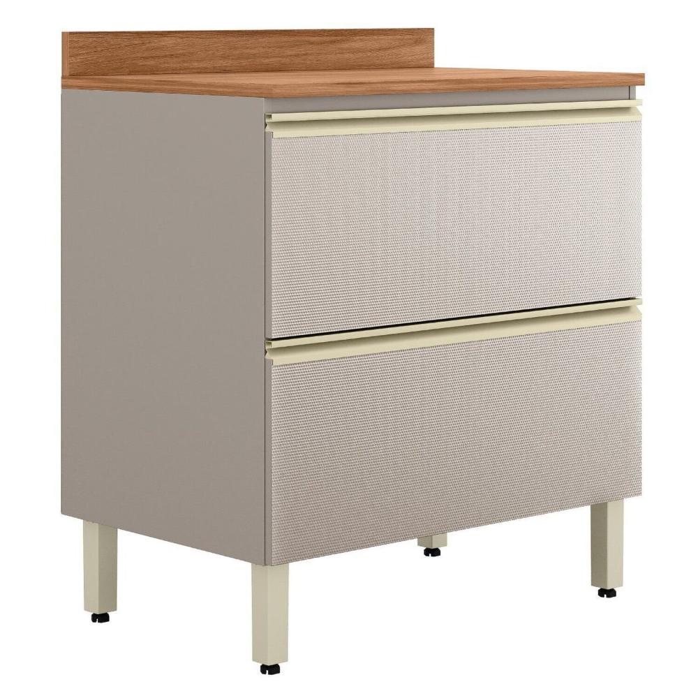 Balcão Mdf 1 Porta e 1 Gaveta 80cm com Tampo Proença Nogueira/Nude Prime