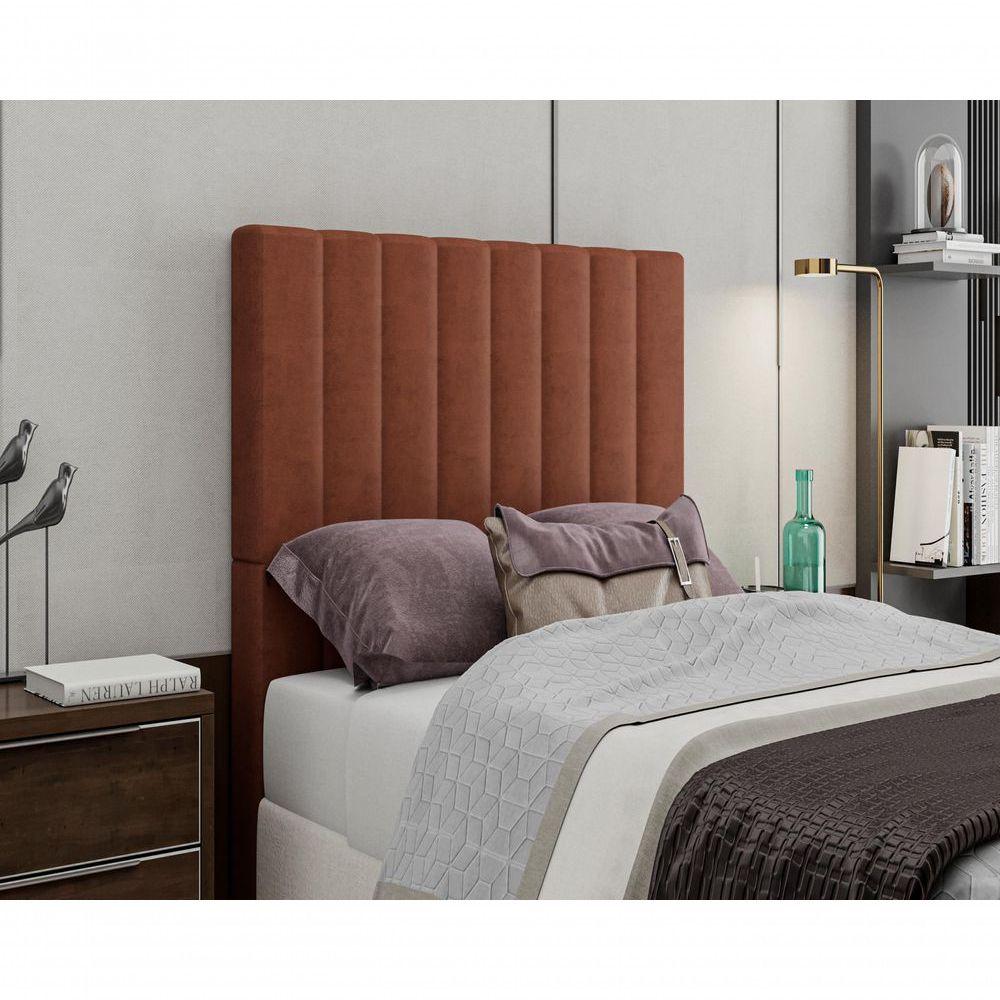 Miniatura Cabeceira Box Queen Dubai Em Veludo Cor:terracota