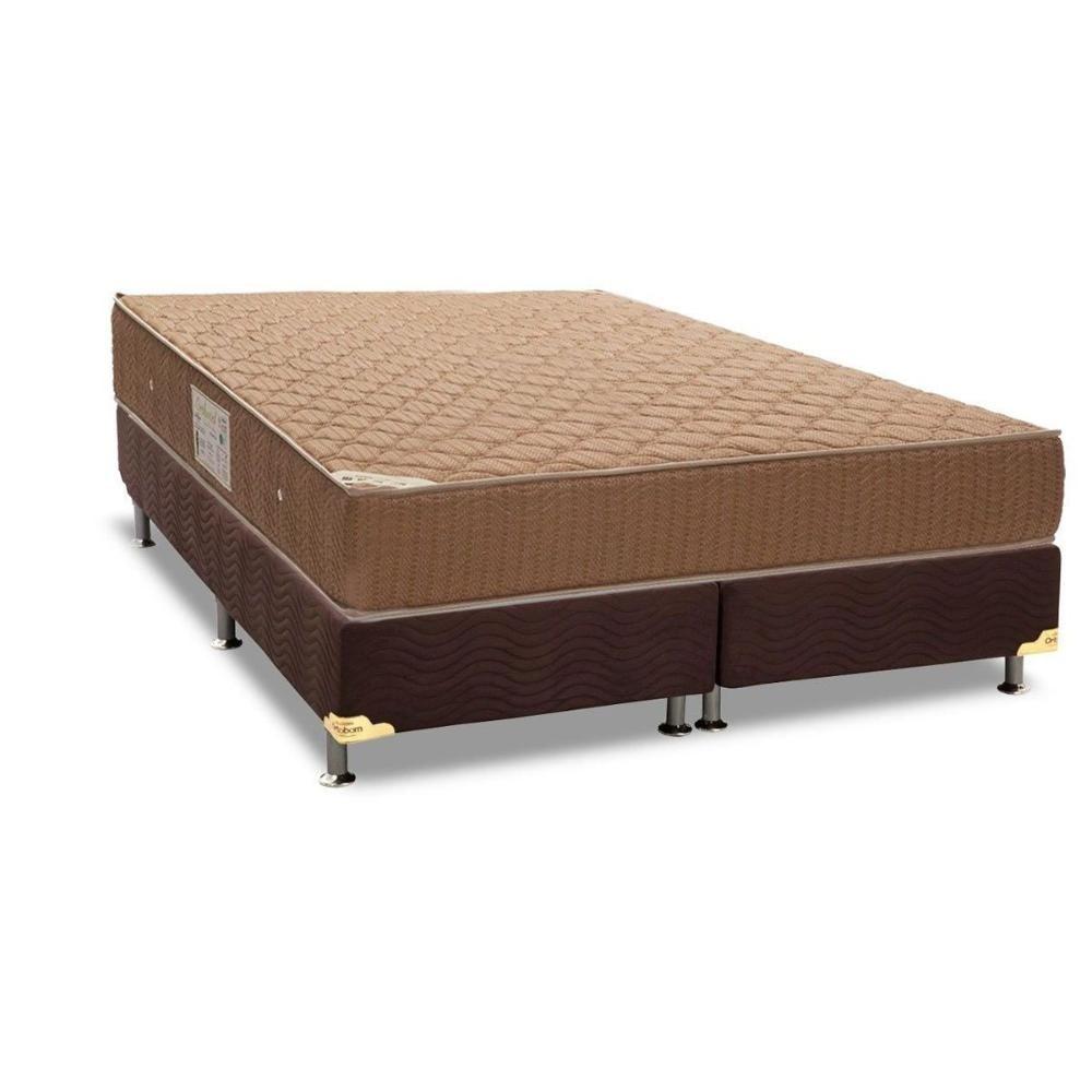 Miniatura Cama Box Queen: Colchão Molas Bonnel Ortobom Hotelaria Multilastic Orthotel + Base Brown(158X198)