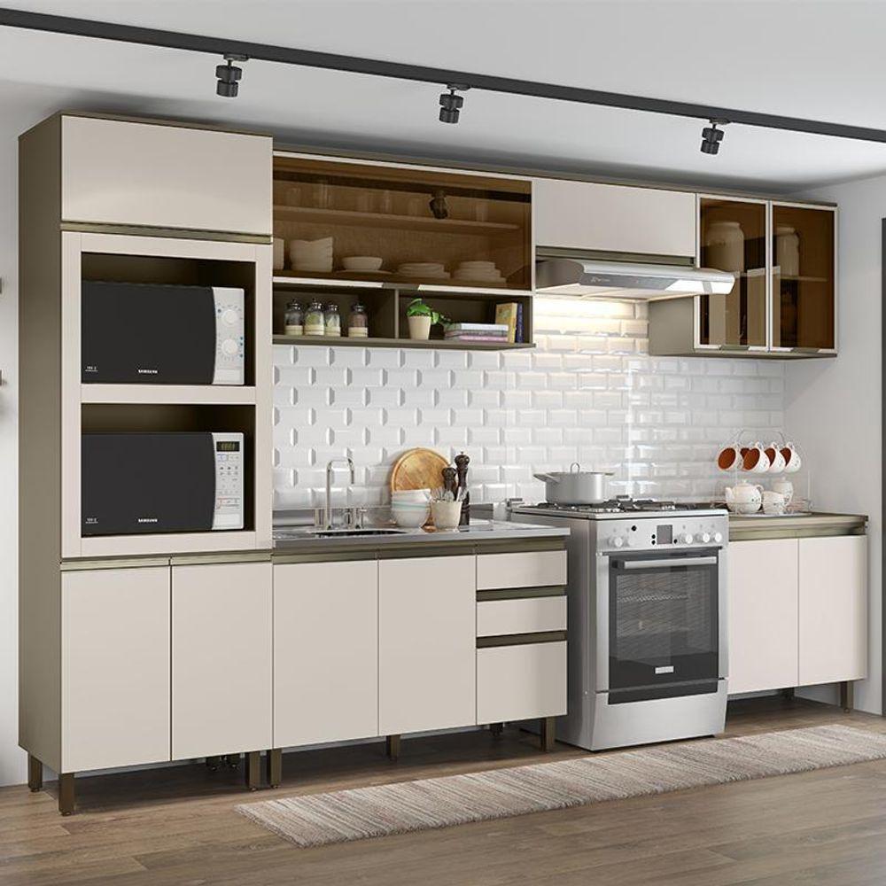 Miniatura Cozinha Completa 6 Peças Connect Duna-cristal Com Aéreo Vidro - Móveis Henn Duna-cristal