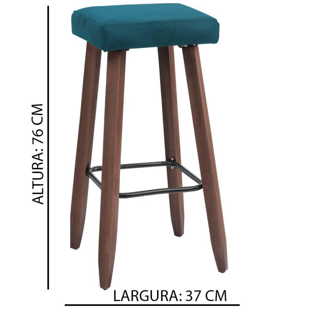 Miniatura Banqueta Alta Kiara Estofada Em Suede Com Pés Em Madeira