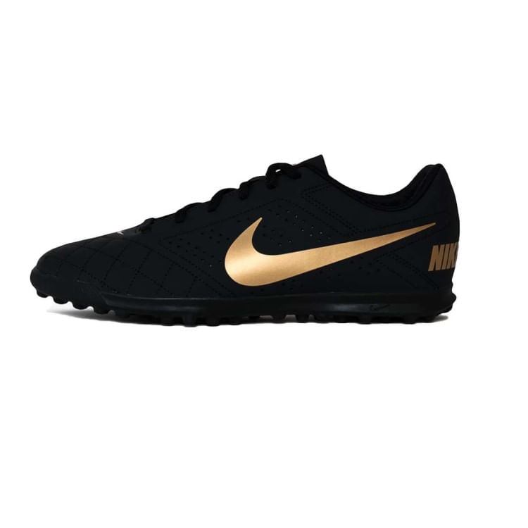 Miniatura Chuteira Suiço Nike Beco 2TF - PTO/DOURADO 39