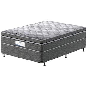 Miniatura Cama Box de Casal Probel Village D28 com Molas Ensacadas e Pillow Euro 68x138x188cm - Branco/Preto