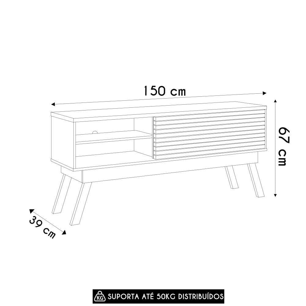 Miniatura Rack Bancada De Tv 65 Pol 150cm Keli Z10 Off/cinamomo - Mpozenato