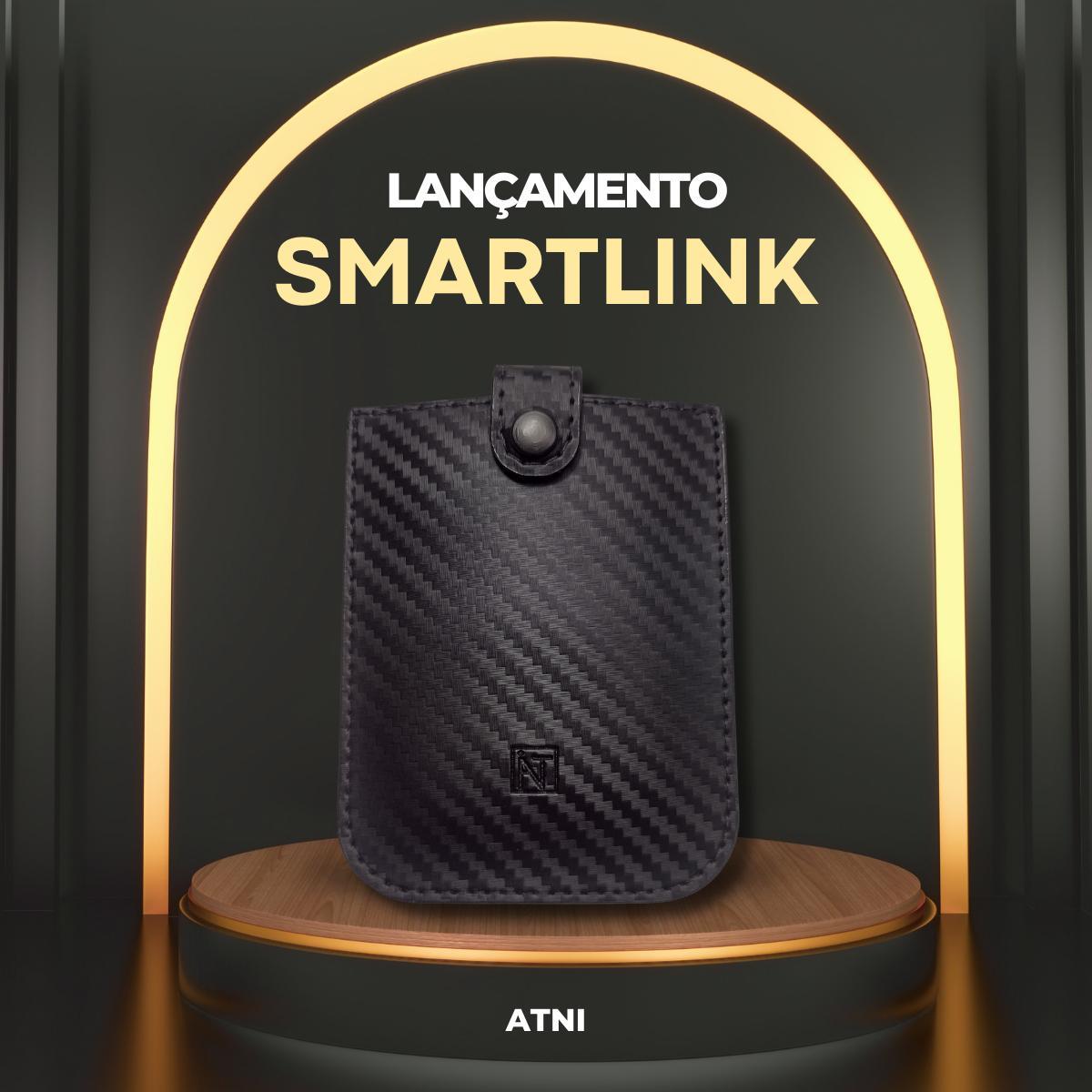 Miniatura Carteira SmartLink ATNI 2024 Antifurto Couro Fibra Carbono