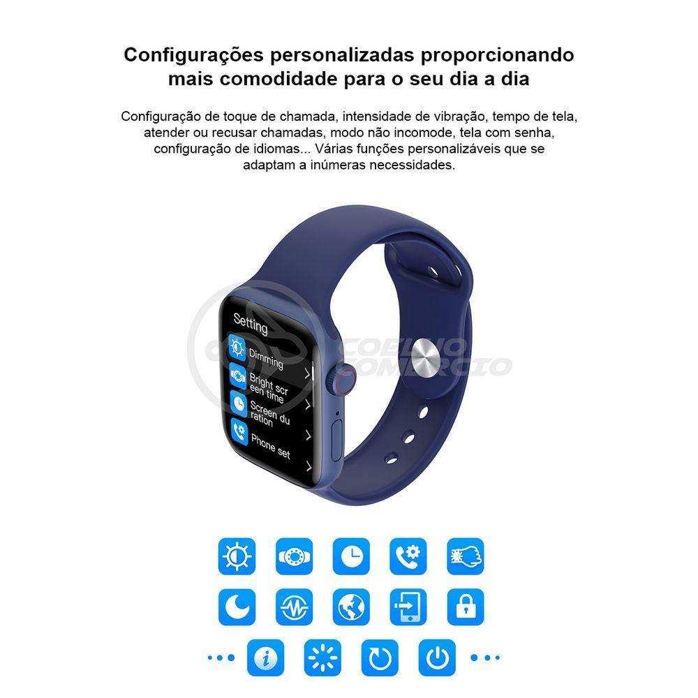 Relógio Smartwatch Hw22 Rosa Ligações Monitor Cardíaco