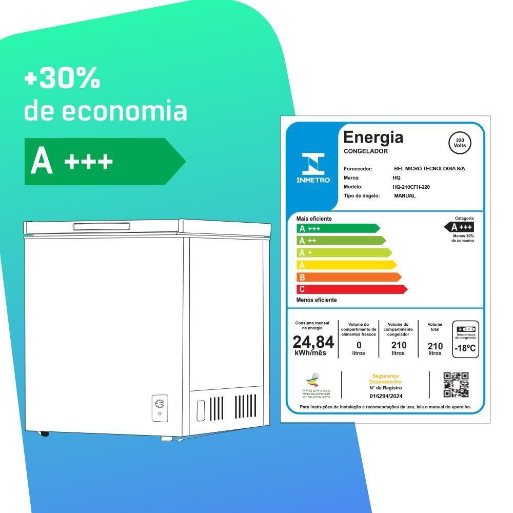 Freezer E Conservador Horizontal HQ 210 Litros Branco HQ-210CFH 110V