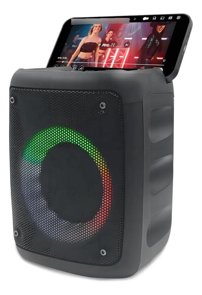 Caixa Som Bluetooth Rgb Com Karaokê E Rádio Fm