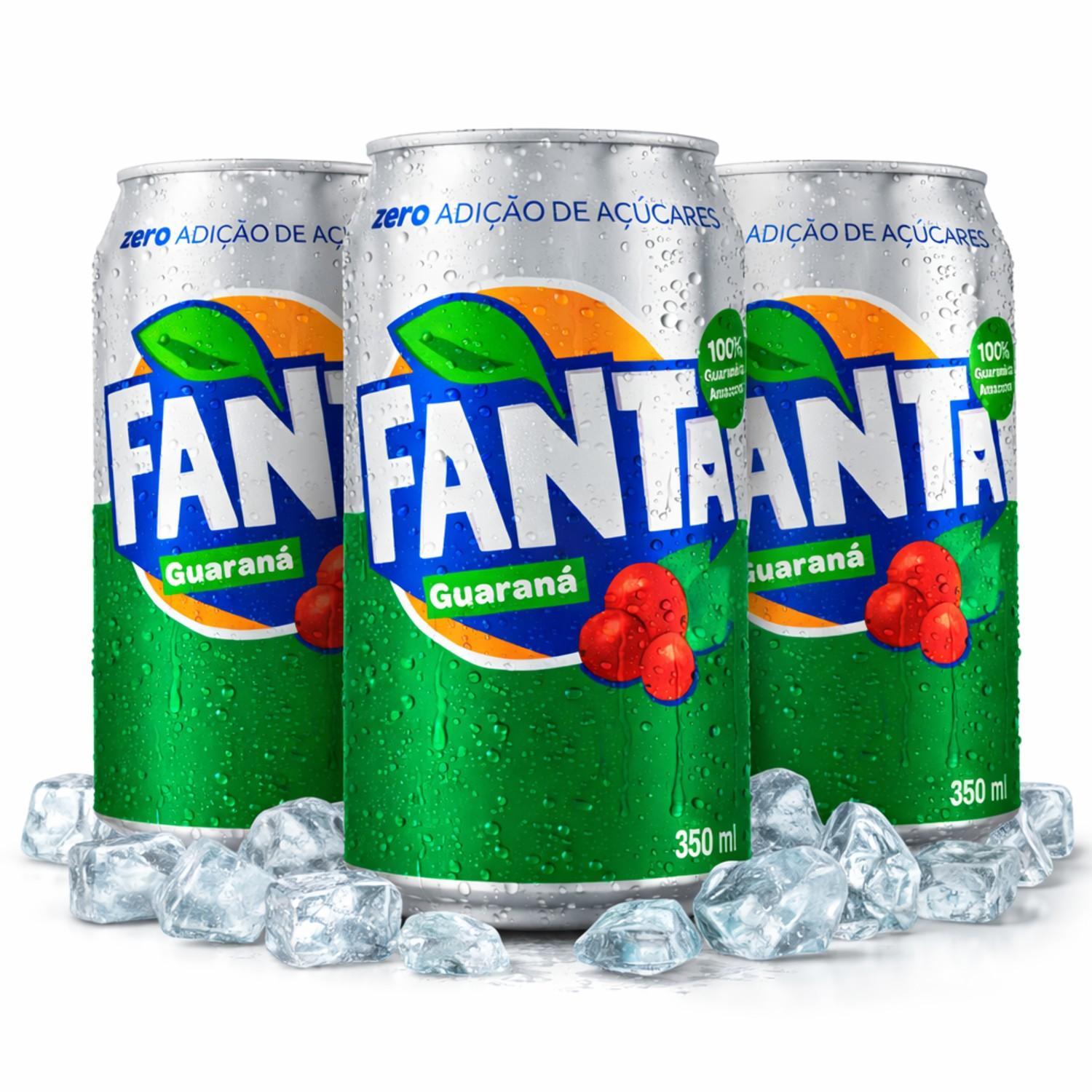Miniatura Kit 3 Refrigerante Fanta Guaraná Zero Lata 350Ml