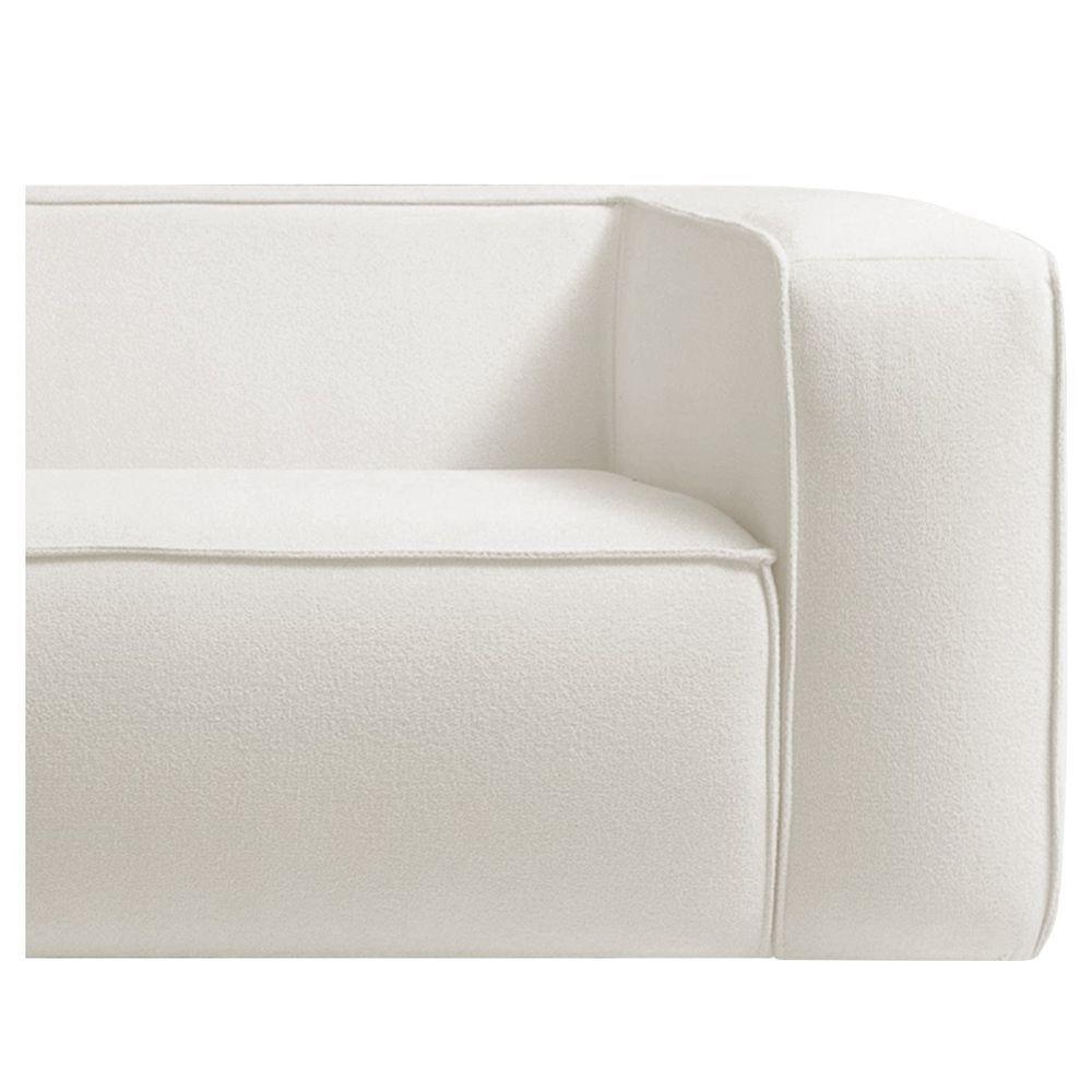 Sofá 3 Lugares 200cm Orgânico Luxo Recepção Cecília Bouclé - Amarena Moveis Cor Branco