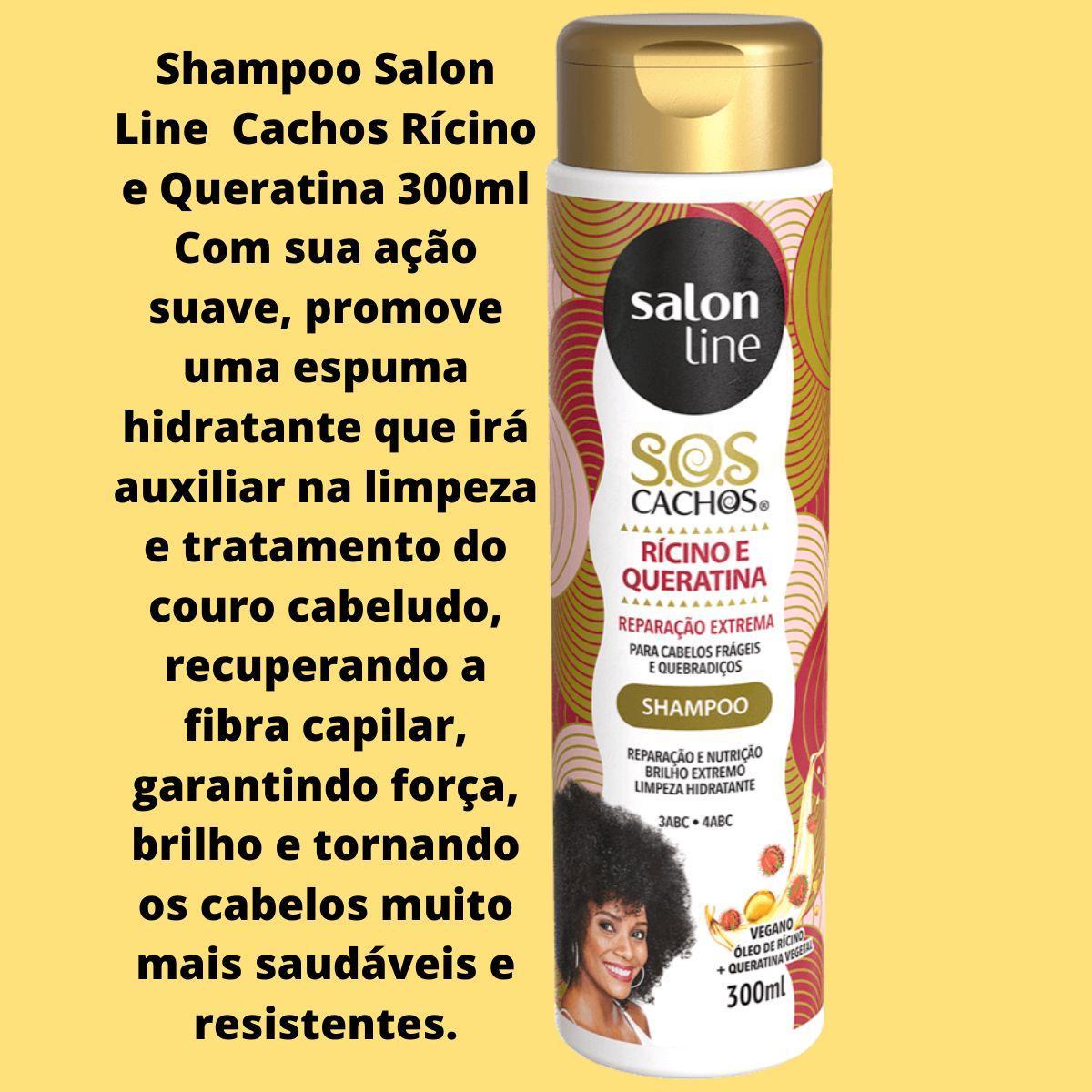 Miniatura Kit Salon Line Rícino Queratina Sos Cachos Com Óleo De Coco