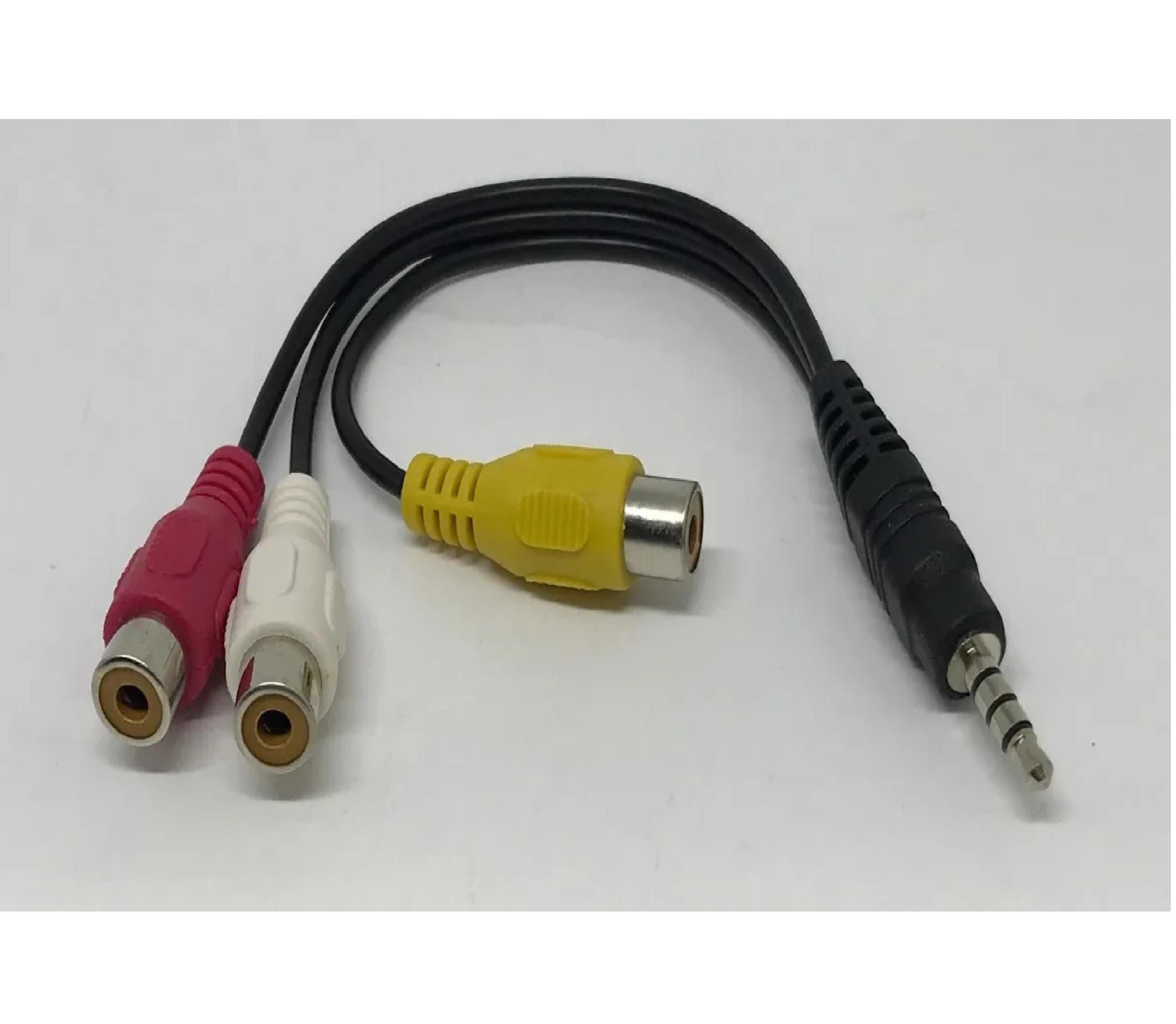 Miniatura Cabo De Áudio P3 Para 3Rca Fêmea Estéreo 20Cm Mb71165 Mbtech 20 cm - P3 - RCA Fêmea - 1 entrada - 3 saídas - P3 x RCA Fêmea