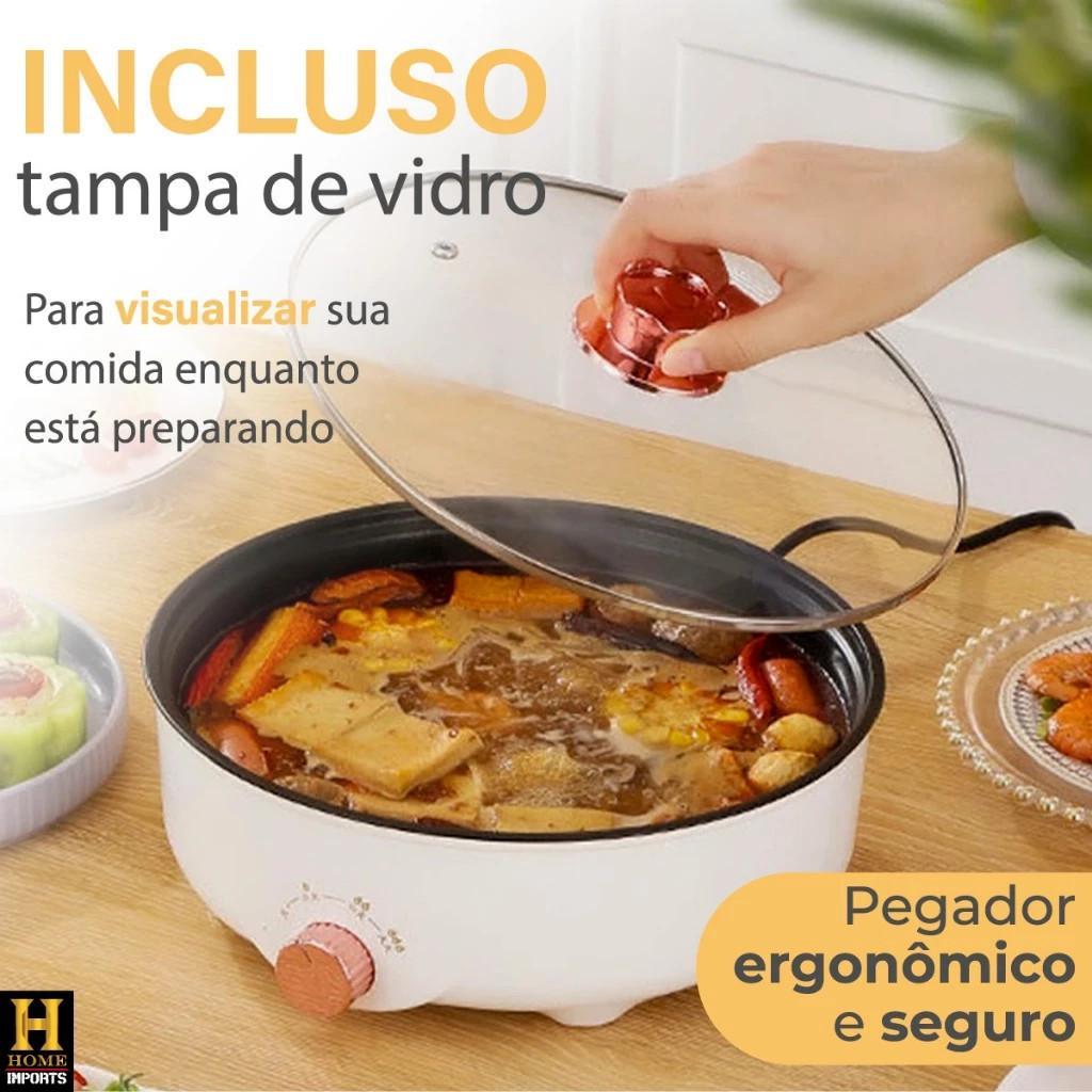 Miniatura Panela Elétrica Assadeira Antiaderente Grande 3 Níveis 600W