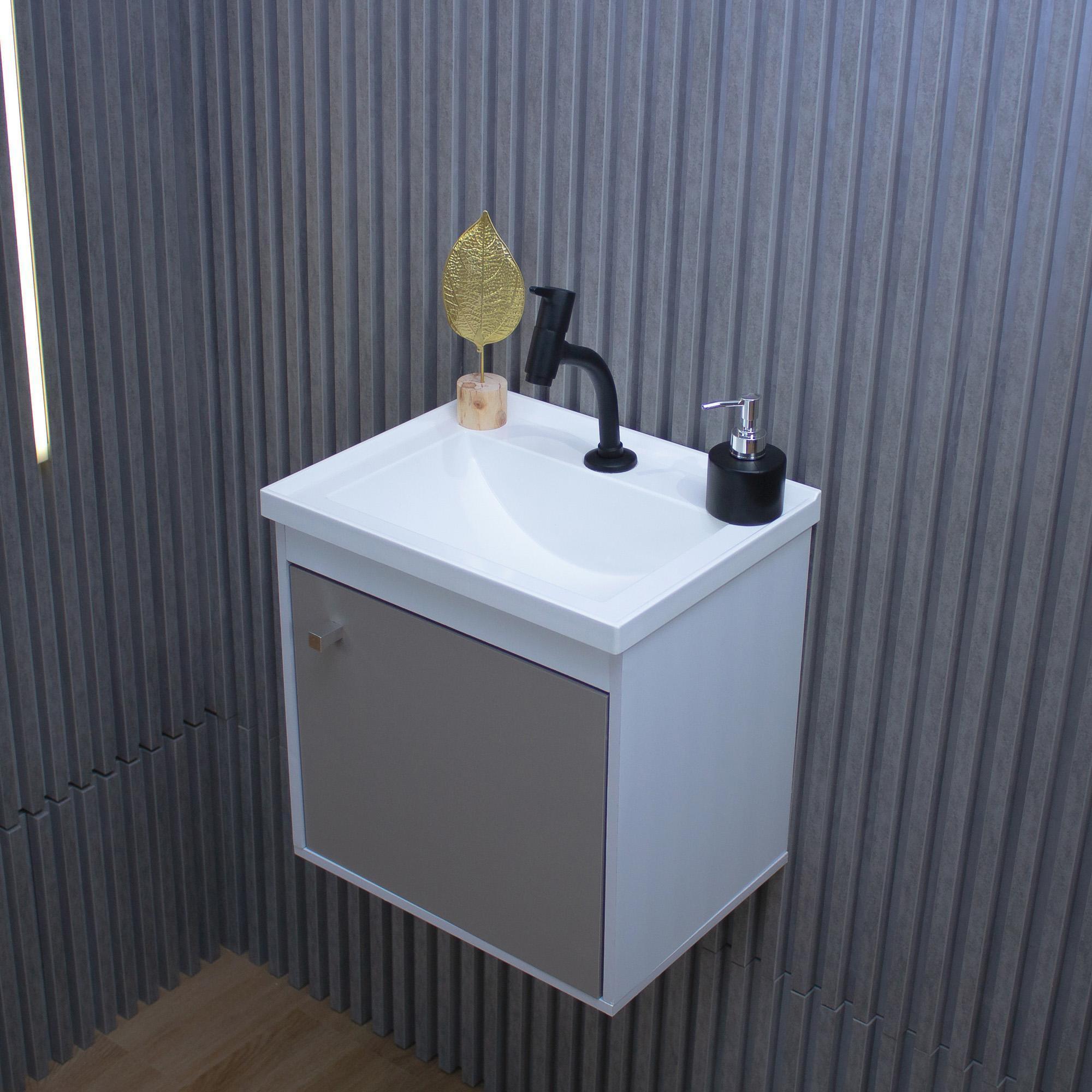 Miniatura Kit Gabinete Banheiro Em Mdf Espelheira - Veneto Gianduia