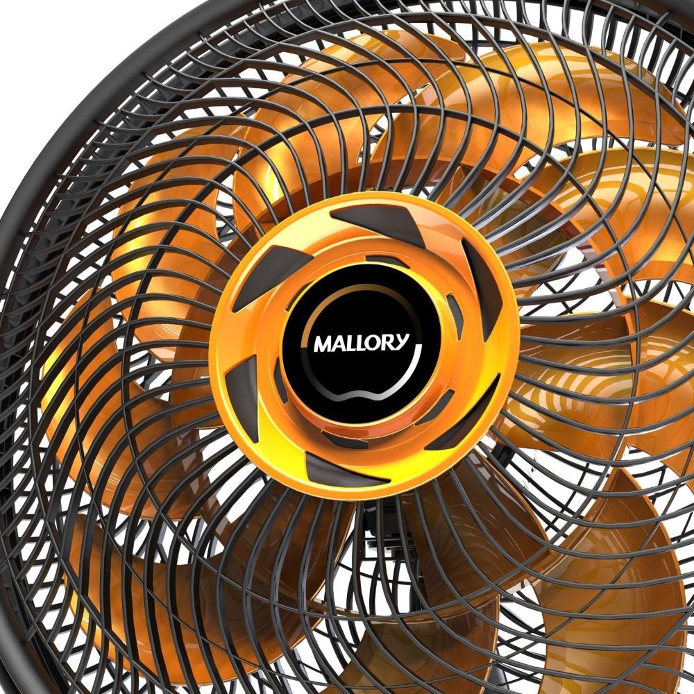 Miniatura Ventilador de Mesa 40cm Mallory Egeo Pr-dr 127v Preto/Dourado