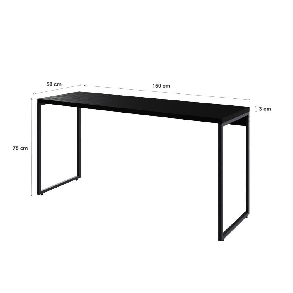 Miniatura Mesa Dynamica 150x50x75cm Preto ônix - Est.preta Preto ônix - Est.preta